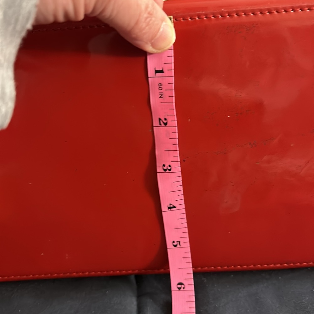 Furla Red Patent Leather Structured Divide It Tote Bag Silver Logo Charm - Picture 12 of 16